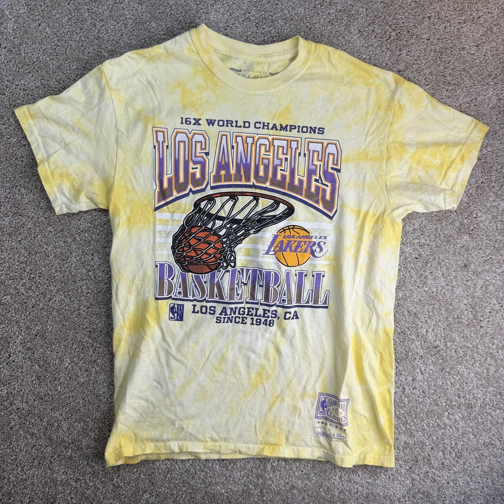 Los Angeles Lakers Shirt Mens Medium Yellow NBA Basketball Mitchell & Ness